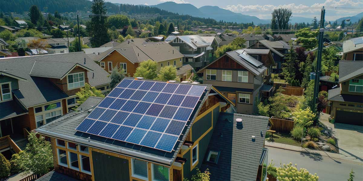 Solar Panels on a House in a Mountainous Area