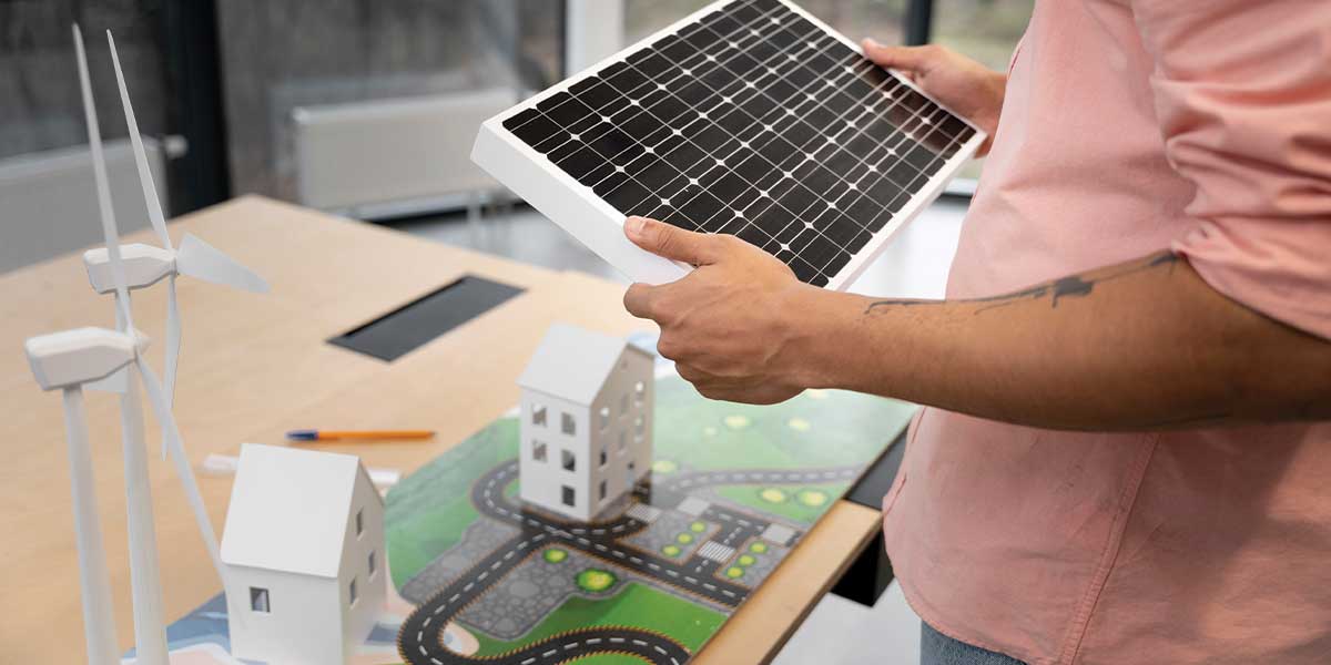 A person holding a solar panel prototype, showcasing advancements in solar technology and the future of solar power.