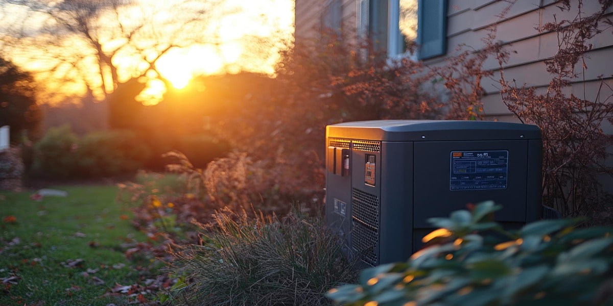 Generator Maintenance 101: Tips to Keep Your Power Running—Expert Electric features a sunset-lit home standby generator ready for reliable backup power.