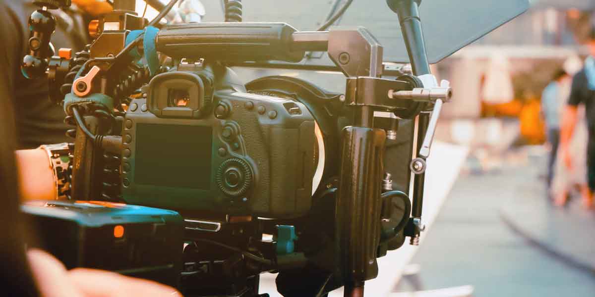 Close up of camera for a film crew while utilizing temporary generator service in Vancouver.